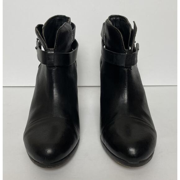 Rag & Bone Harrow Boots Womens Size 39 Black Leather Ankle Heeled Strap Italy - Picture 2 of 16